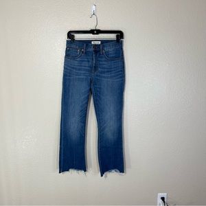 Madewell Cali Demi Boot Raw Hem Denim Jeans Medium Wash 26